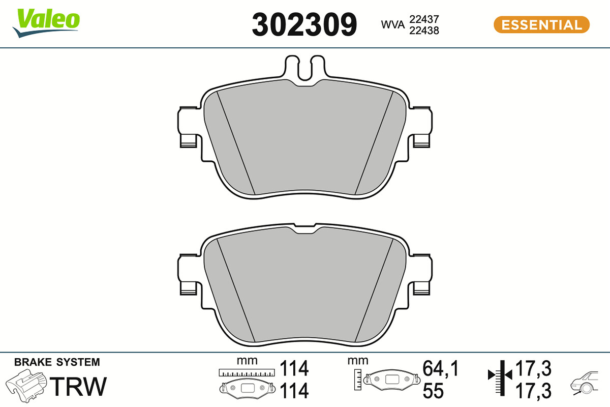 Jogo de 4 pastilhas de travão VALEO ref. 302309